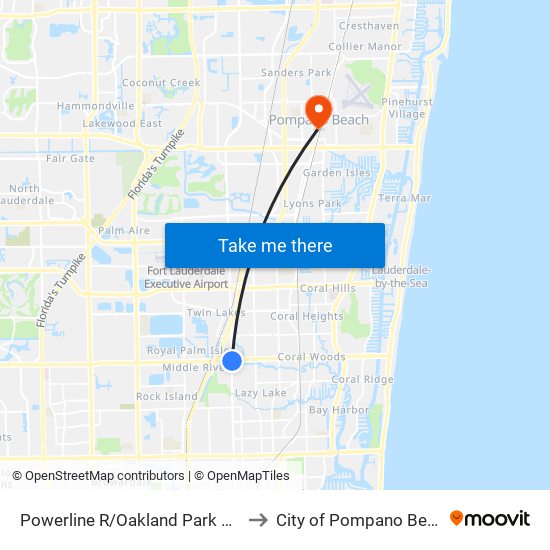 Powerline R/Oakland Park B (S) to City of Pompano Beach map