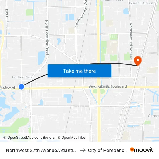 Northwest 27th Avenue/Atlantic Boulevard to City of Pompano Beach map