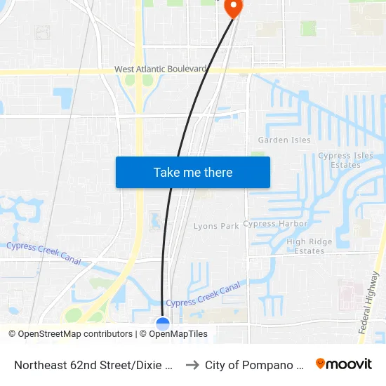 Northeast 62nd Street/Dixie Highway to City of Pompano Beach map