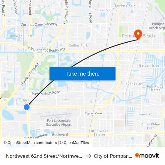 Northwest 62nd Street/Northwest 31st Avenue to City of Pompano Beach map