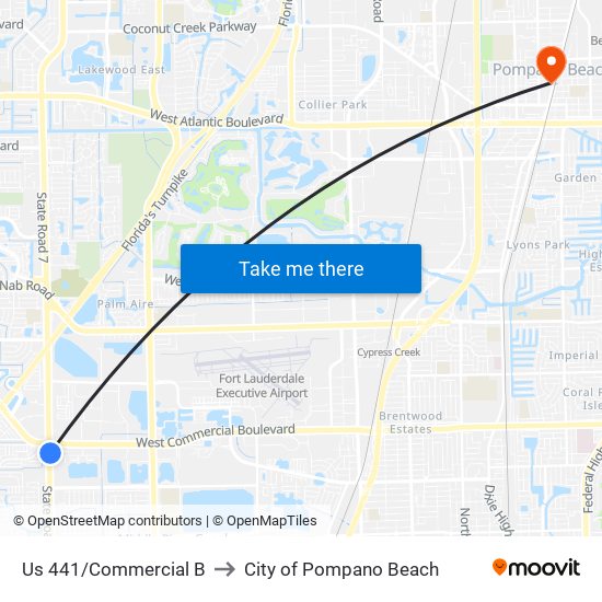 Us 441/Commercial B to City of Pompano Beach map