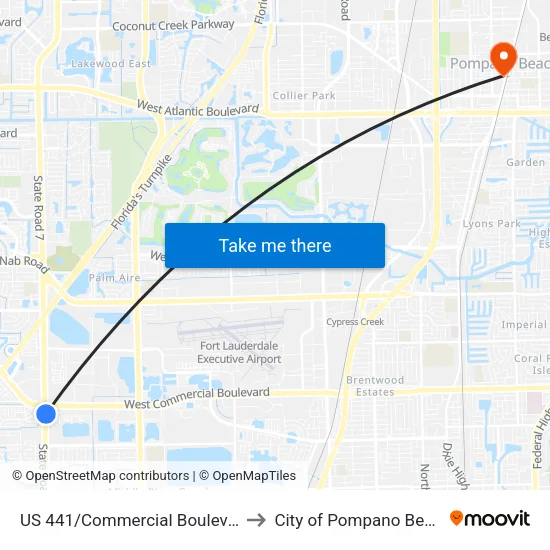 US 441/Commercial Boulevard to City of Pompano Beach map