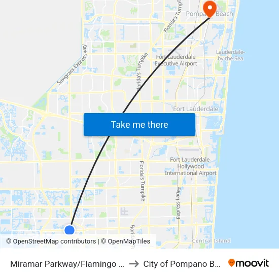 Miramar Parkway/Flamingo Road to City of Pompano Beach map