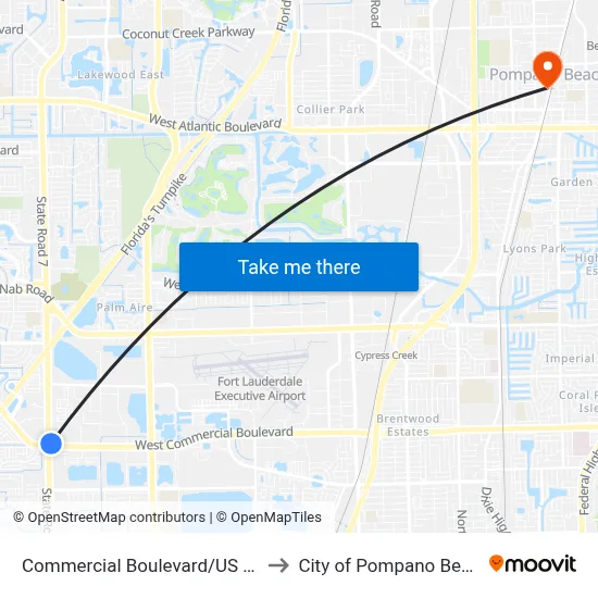 Commercial Boulevard/US 441 to City of Pompano Beach map
