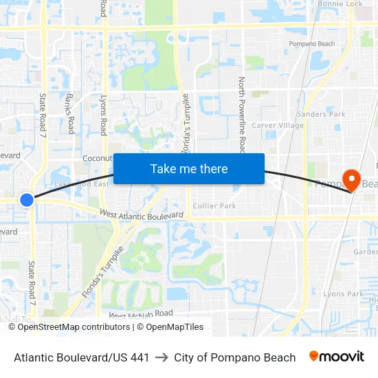 Atlantic Boulevard/US 441 to City of Pompano Beach map
