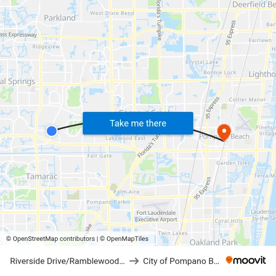 Riverside Drive/Ramblewood Drive to City of Pompano Beach map
