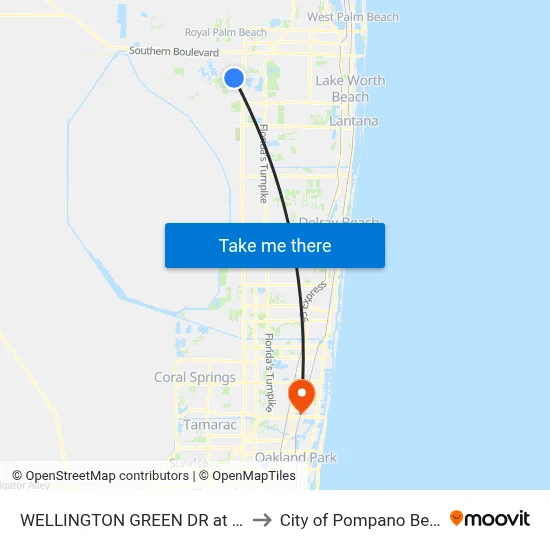 WELLINGTON GREEN DR at PNR to City of Pompano Beach map