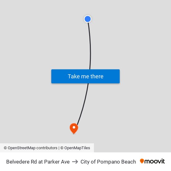 Belvedere Rd at  Parker Ave to City of Pompano Beach map