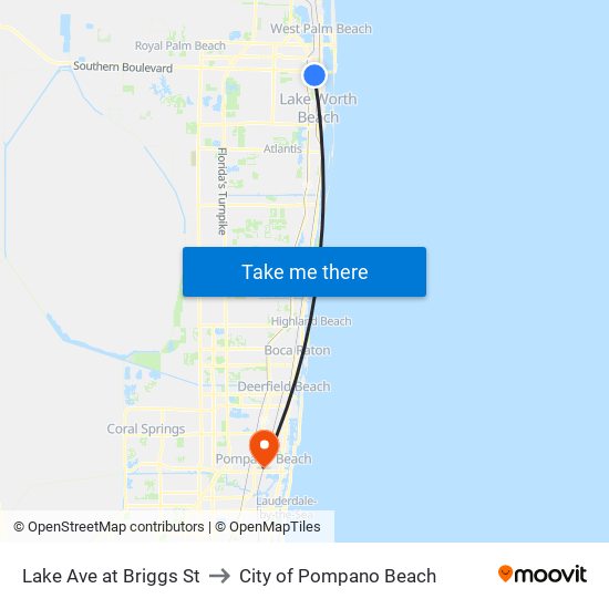 Lake Ave at Briggs St to City of Pompano Beach map