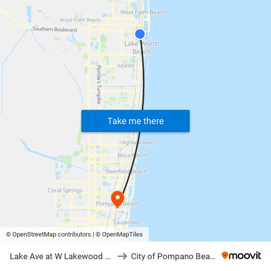 LAKE AVE at W LAKEWOOD RD to City of Pompano Beach map