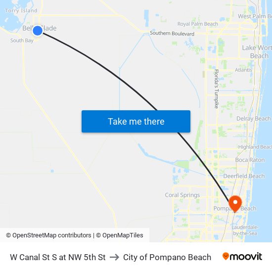 W Canal St S at NW 5th St to City of Pompano Beach map