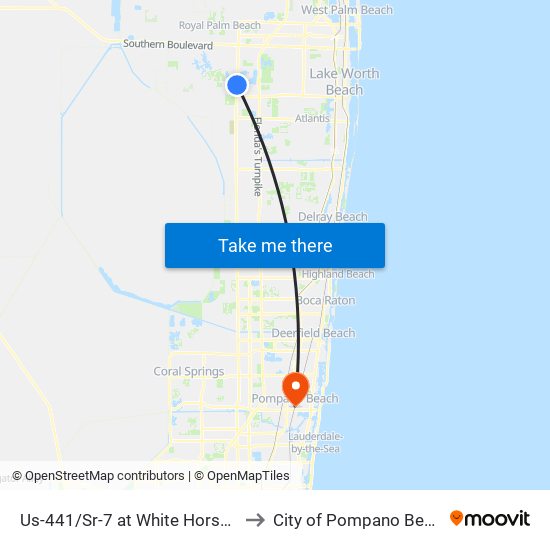Us-441/Sr-7 at White Horse Dr to City of Pompano Beach map
