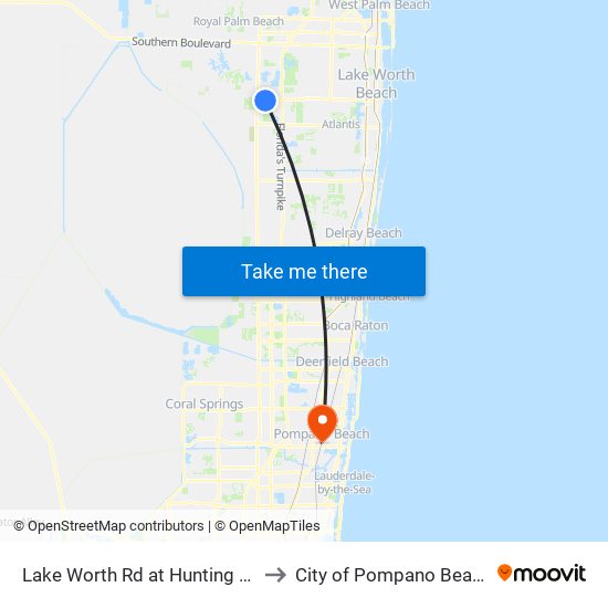 Lake Worth Rd at  Hunting Trl to City of Pompano Beach map