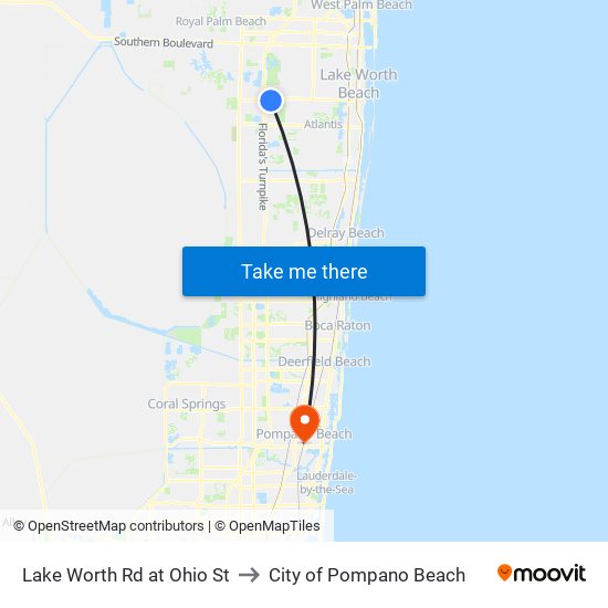 Lake Worth Rd at Ohio St to City of Pompano Beach map