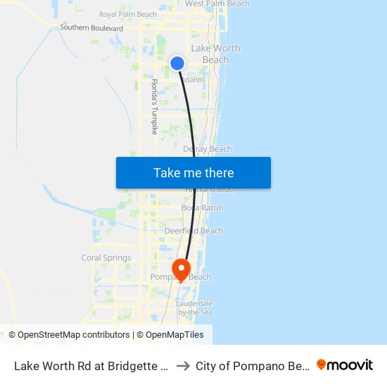 Lake Worth Rd at Bridgette Blvd to City of Pompano Beach map