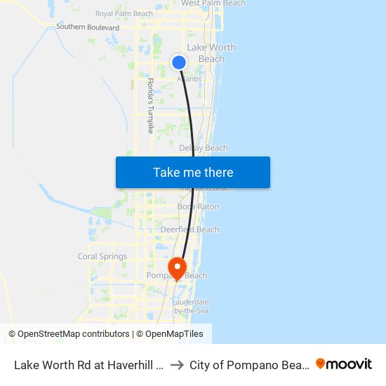 Lake Worth Rd at Haverhill Rd to City of Pompano Beach map