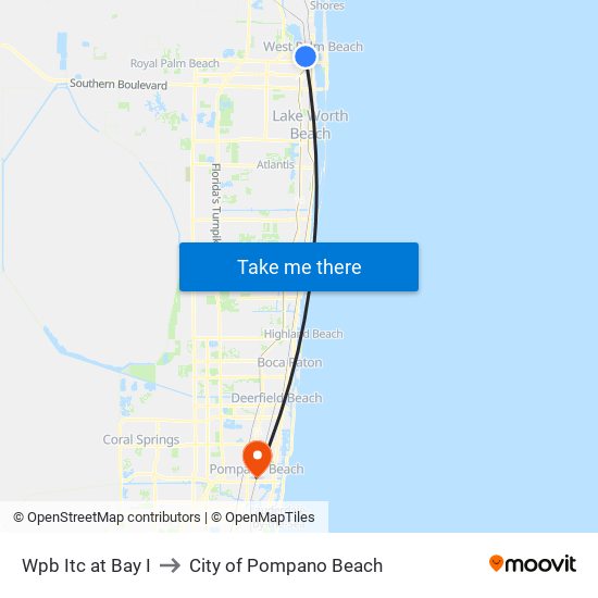 Wpb Itc at Bay I to City of Pompano Beach map