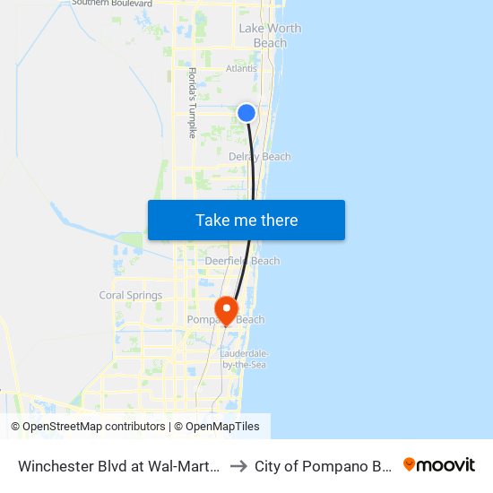 Winchester Blvd at Wal-Mart E Ent to City of Pompano Beach map