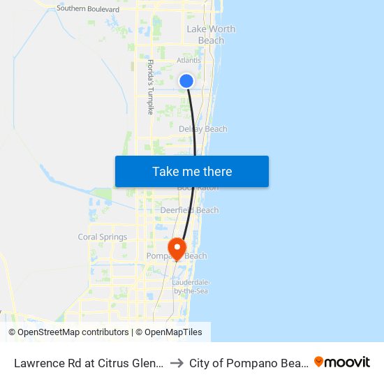 Lawrence Rd at  Citrus Glen Dr to City of Pompano Beach map