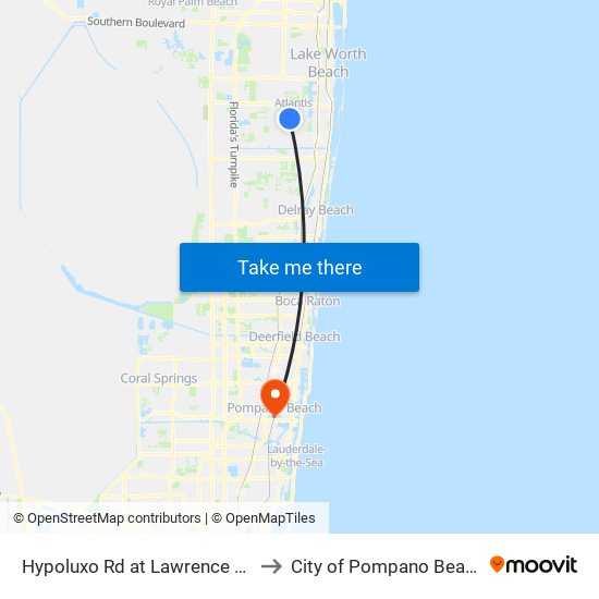 Hypoluxo Rd at  Lawrence Rd to City of Pompano Beach map