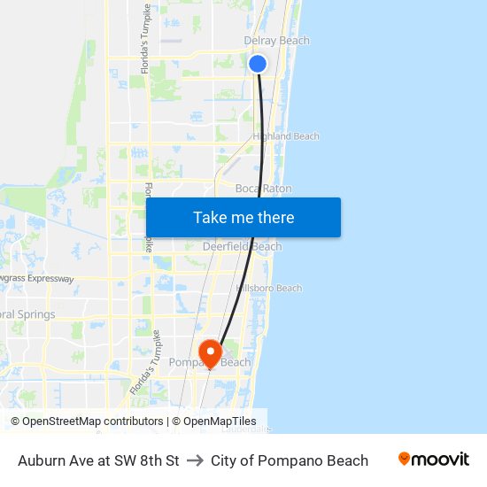 Auburn Ave at SW 8th St to City of Pompano Beach map