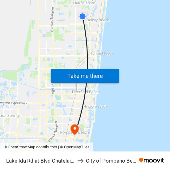 Lake Ida Rd at  Blvd Chatelaine E to City of Pompano Beach map