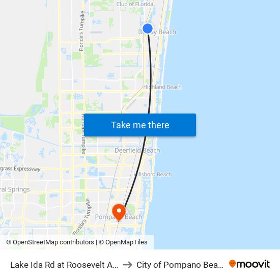 LAKE IDA RD at  ROOSEVELT AVE to City of Pompano Beach map