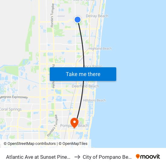 Atlantic Ave at  Sunset Pines Dr to City of Pompano Beach map