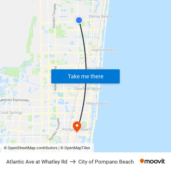 Atlantic Ave at Whatley Rd to City of Pompano Beach map