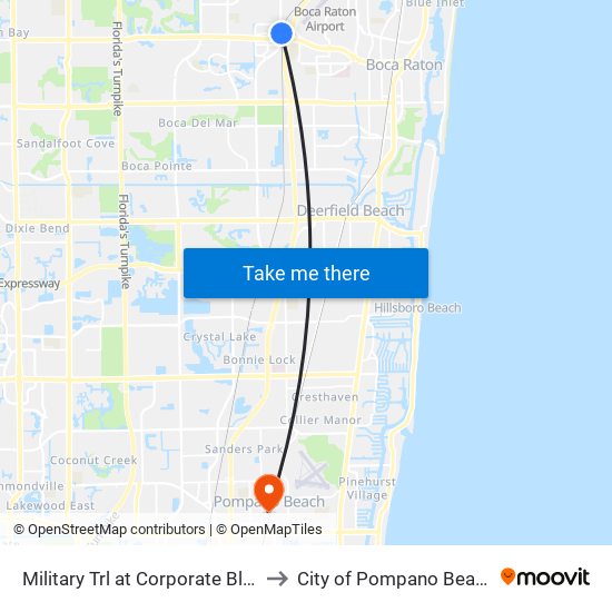 Military Trl at  Corporate Blvd to City of Pompano Beach map