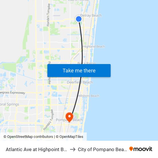 Atlantic Ave at  Highpoint Blvd to City of Pompano Beach map