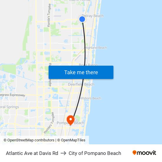 Atlantic Ave at Davis Rd to City of Pompano Beach map