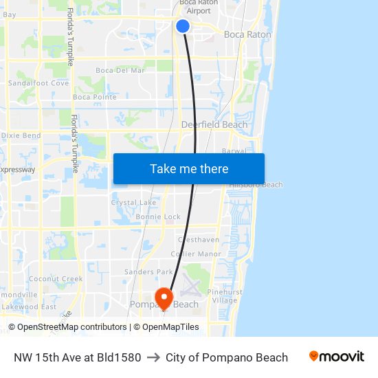 NW 15th Ave at Bld1580 to City of Pompano Beach map