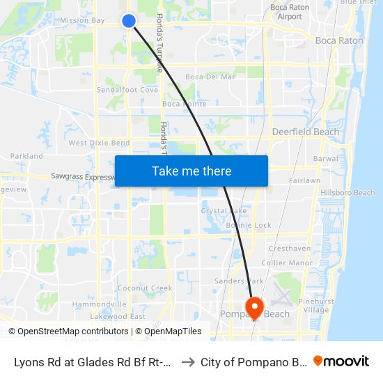 LYONS RD at  GLADES RD BF RT-TURN LN to City of Pompano Beach map