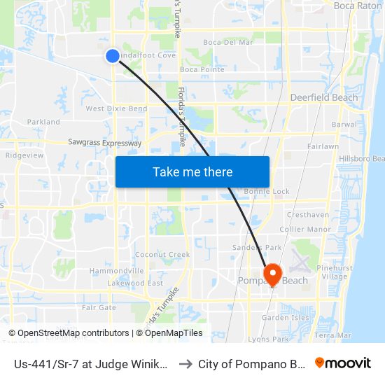 US-441/SR-7 at JUDGE WINIKOFF RD to City of Pompano Beach map