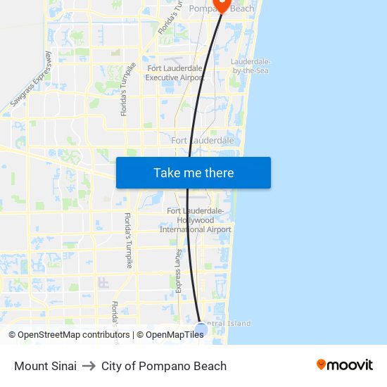 Mount Sinai to City of Pompano Beach map