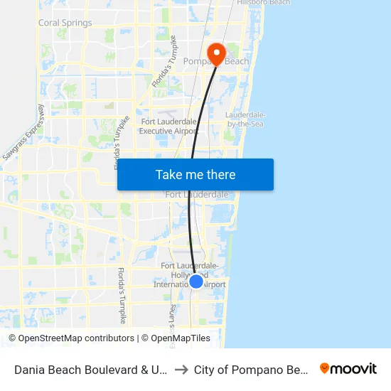 Dania Beach Boulevard & US 1 to City of Pompano Beach map