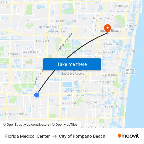 Florida Medical Center to City of Pompano Beach map
