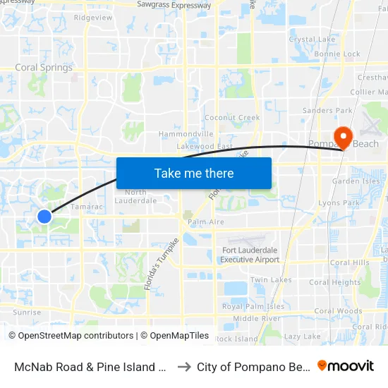 McNab Road & Pine Island Road to City of Pompano Beach map