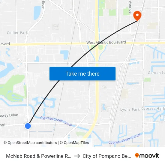 McNab Road & Powerline Road to City of Pompano Beach map