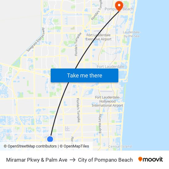 Miramar Pkwy & Palm Ave to City of Pompano Beach map