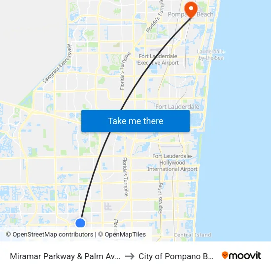 Miramar Parkway & Palm Avenue to City of Pompano Beach map