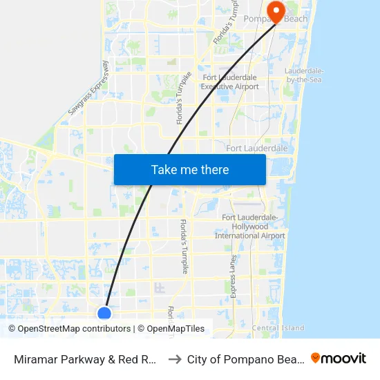 Miramar Parkway & Red Road to City of Pompano Beach map