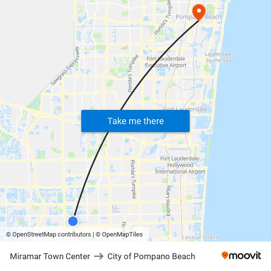 Miramar Town Center to City of Pompano Beach map