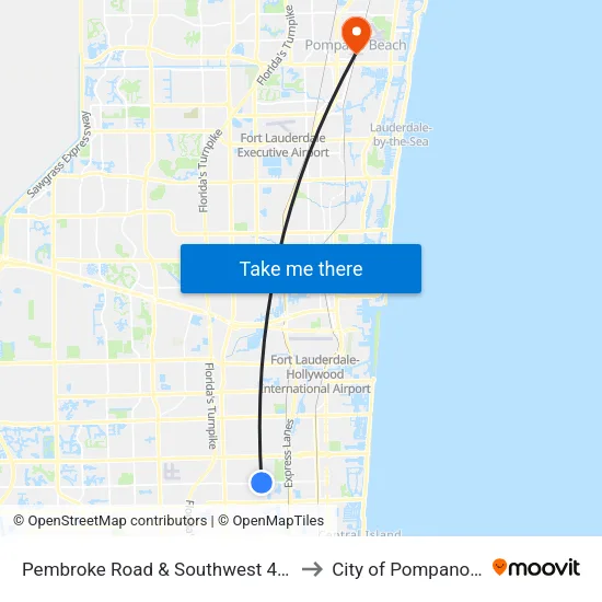 Pembroke Road & Southwest 40th Avenue to City of Pompano Beach map