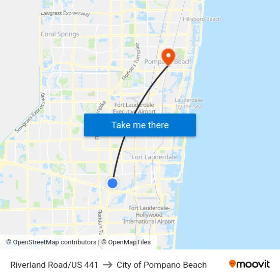 Riverland Road/US 441 to City of Pompano Beach map