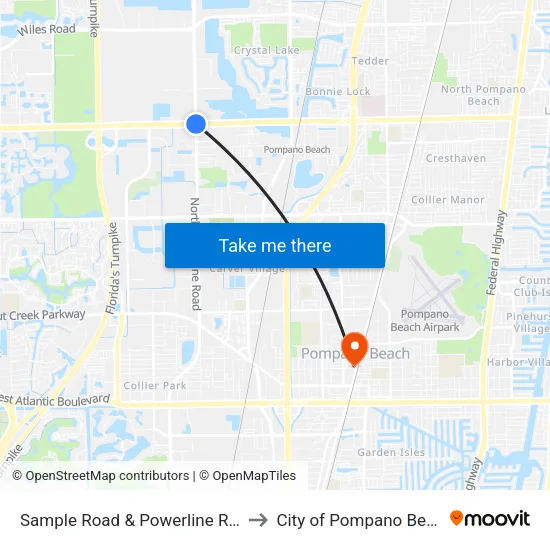 Sample Road & Powerline Road to City of Pompano Beach map