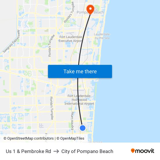 Us 1 & Pembroke Rd to City of Pompano Beach map