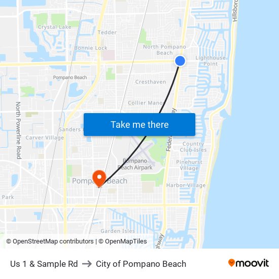 Us 1 & Sample Rd to City of Pompano Beach map