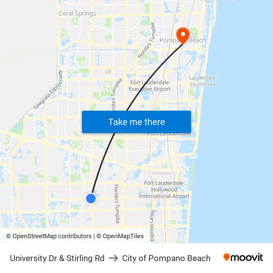 University Dr & Stirling Rd to City of Pompano Beach map